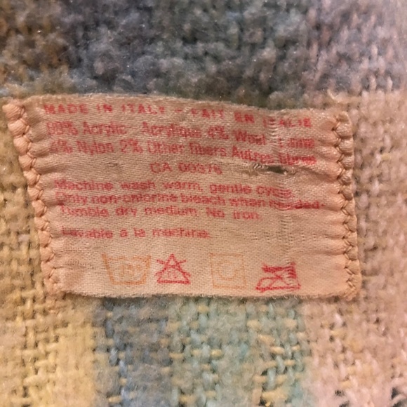 Italian Pastel Blue Yellow Plaid Throw Blanket - Picture 6 of 7